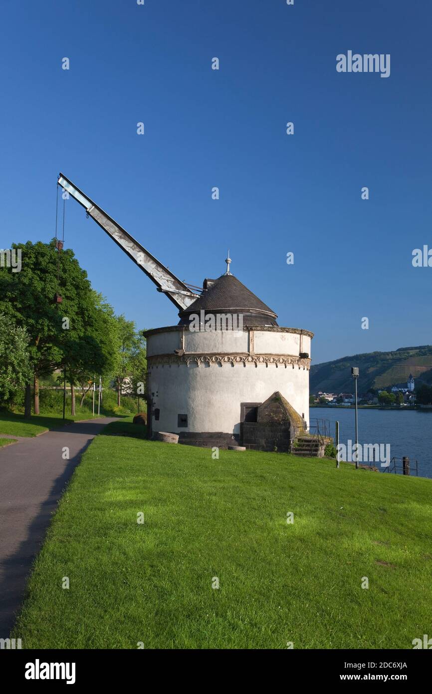 geography / travel, Germany, Rhineland-Palatinate, Andernach, the old operator's cabin at Rhine riverb, Additional-Rights-Clearance-Info-Not-Available Stock Photo