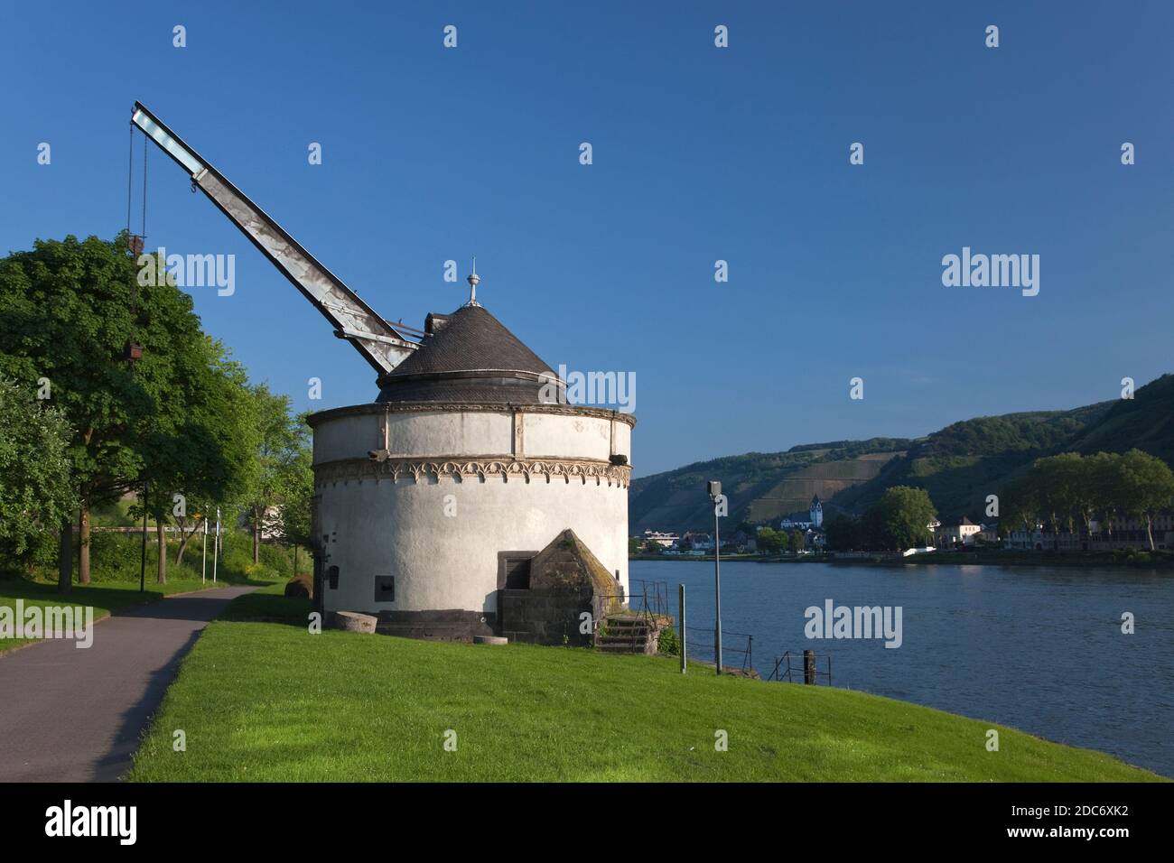 geography / travel, Germany, Rhineland-Palatinate, Andernach, the old operator's cabin at Rhine riverb, Additional-Rights-Clearance-Info-Not-Available Stock Photo