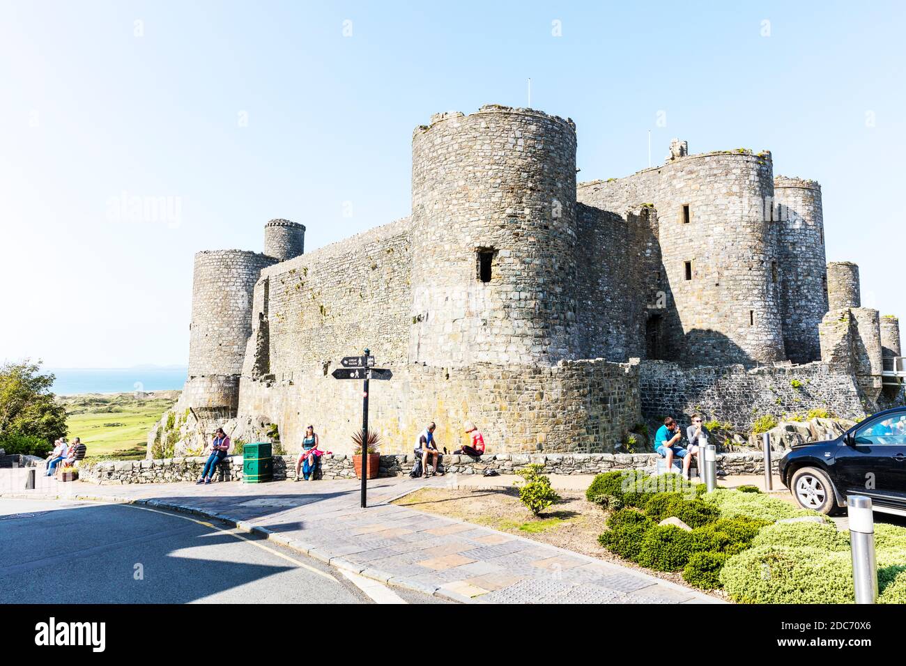 Harlech Castle, Harlech, Gwynedd, Wales, is a Grade I-listed medieval fortification, Harlech castle Wales, Harlech Town, castle, Wales, Castles, Welsh Stock Photo