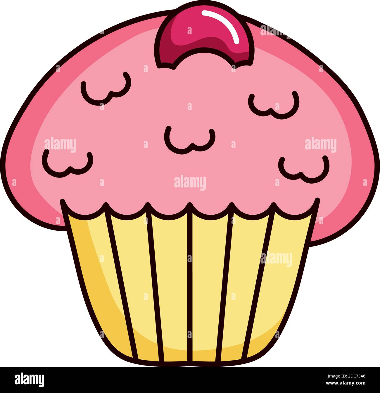 icon of pink cupcake over white background, colorful design, vector ...