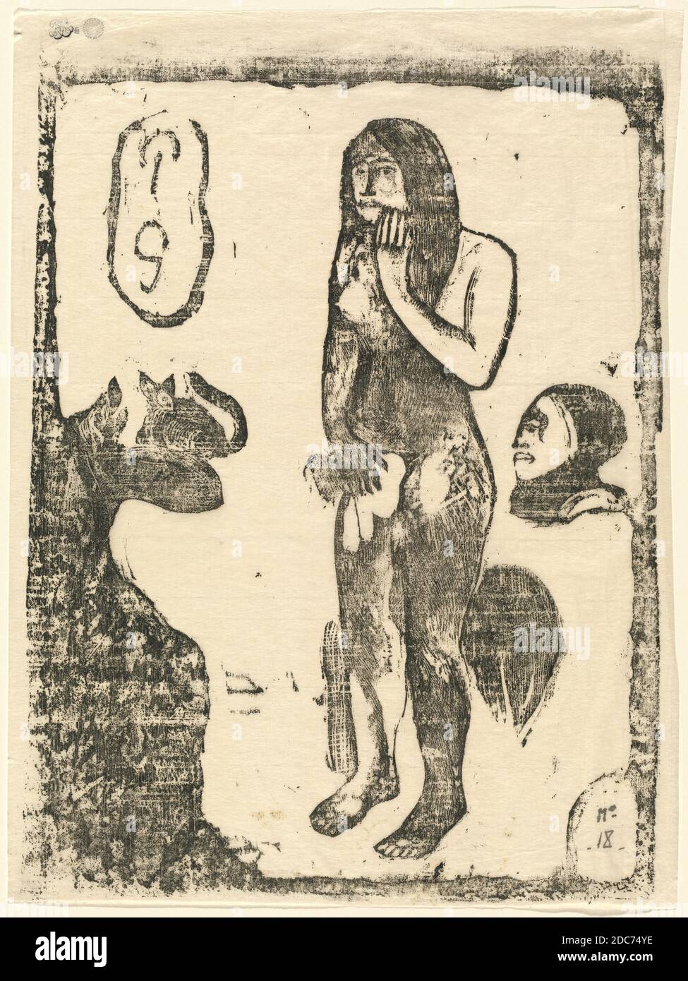 Paul Gauguin, (artist), French, 1848 - 1903, Eve, in or after 1895, woodcut on japan paper Stock Photo