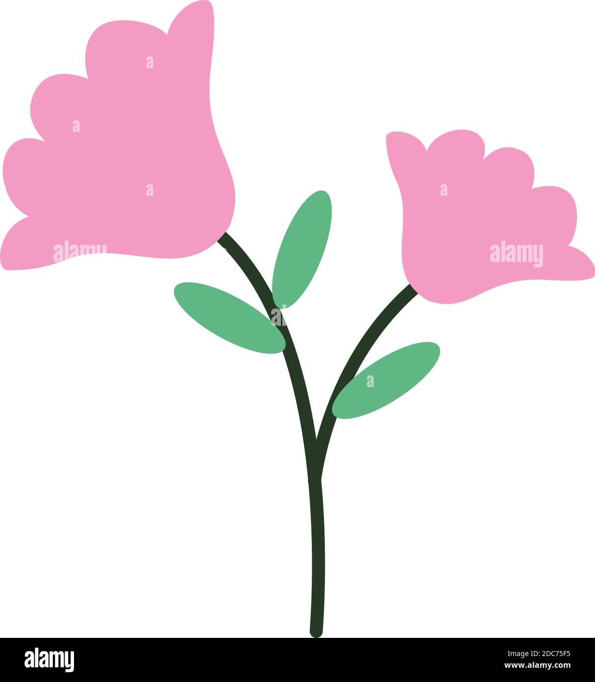 beautiful flowers icon over white background, half line half color ...