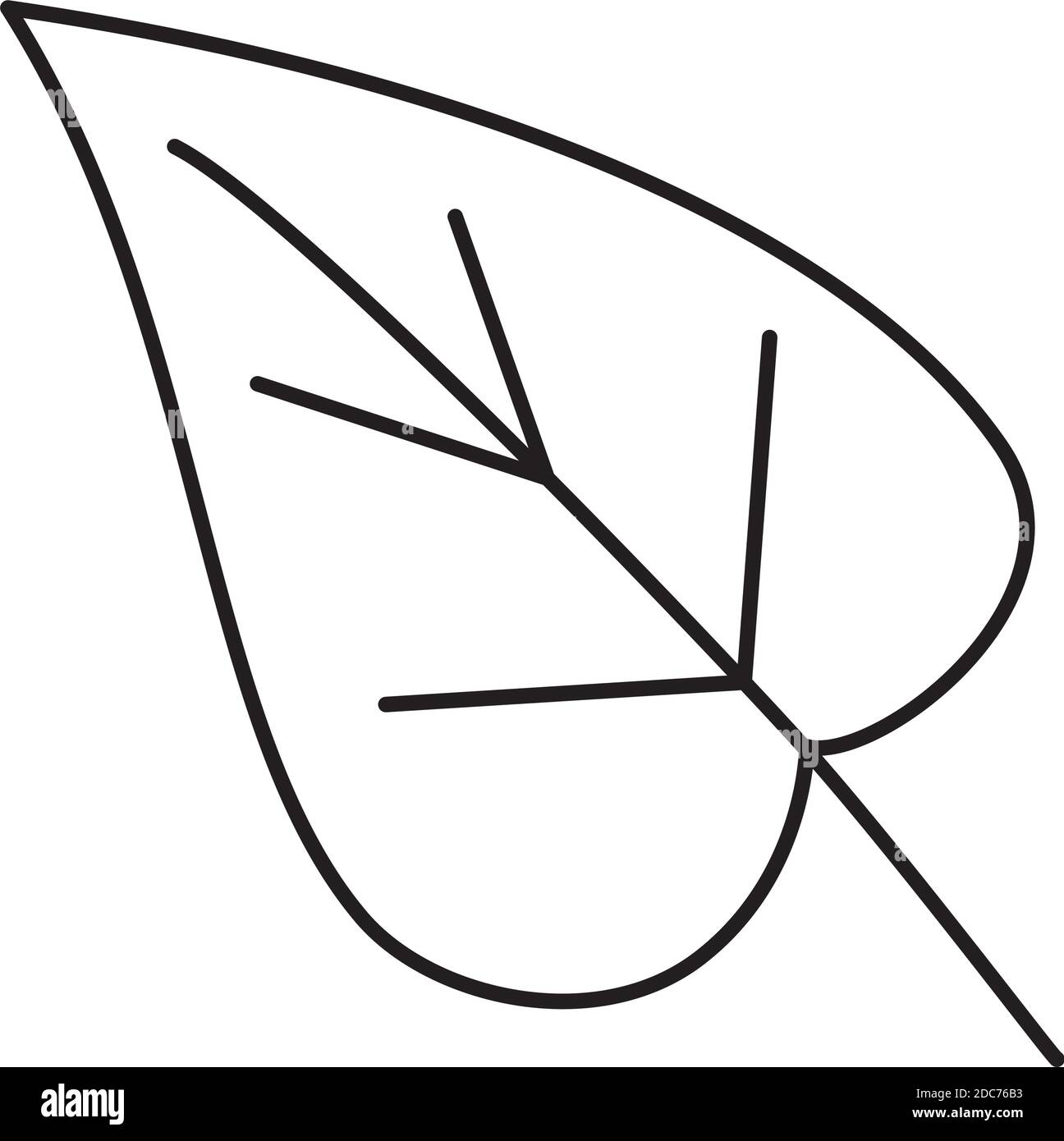icon of tropical leaf over white background, line style, vector ...