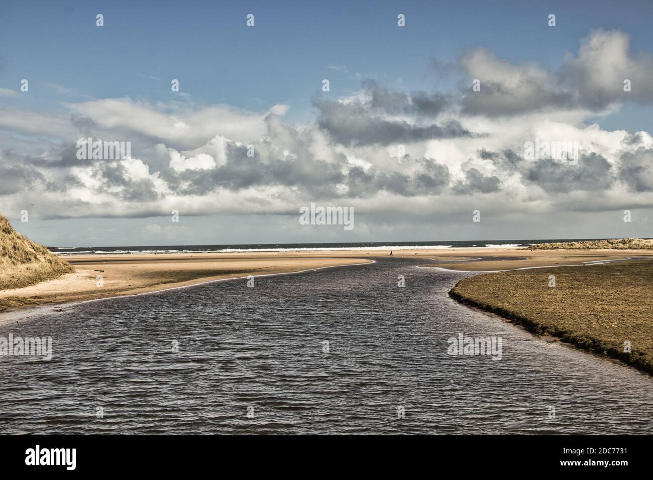 River to the Sea, Beadnell, Northumberland, UK Stock Photo