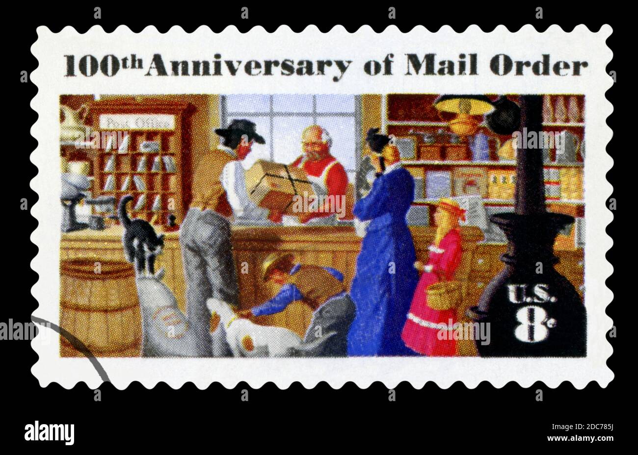 USA - CIRCA 1972: A Stamp printed in USA shows the Rural Post Office Store, Mail Order Issue, circa 1972 Stock Photo