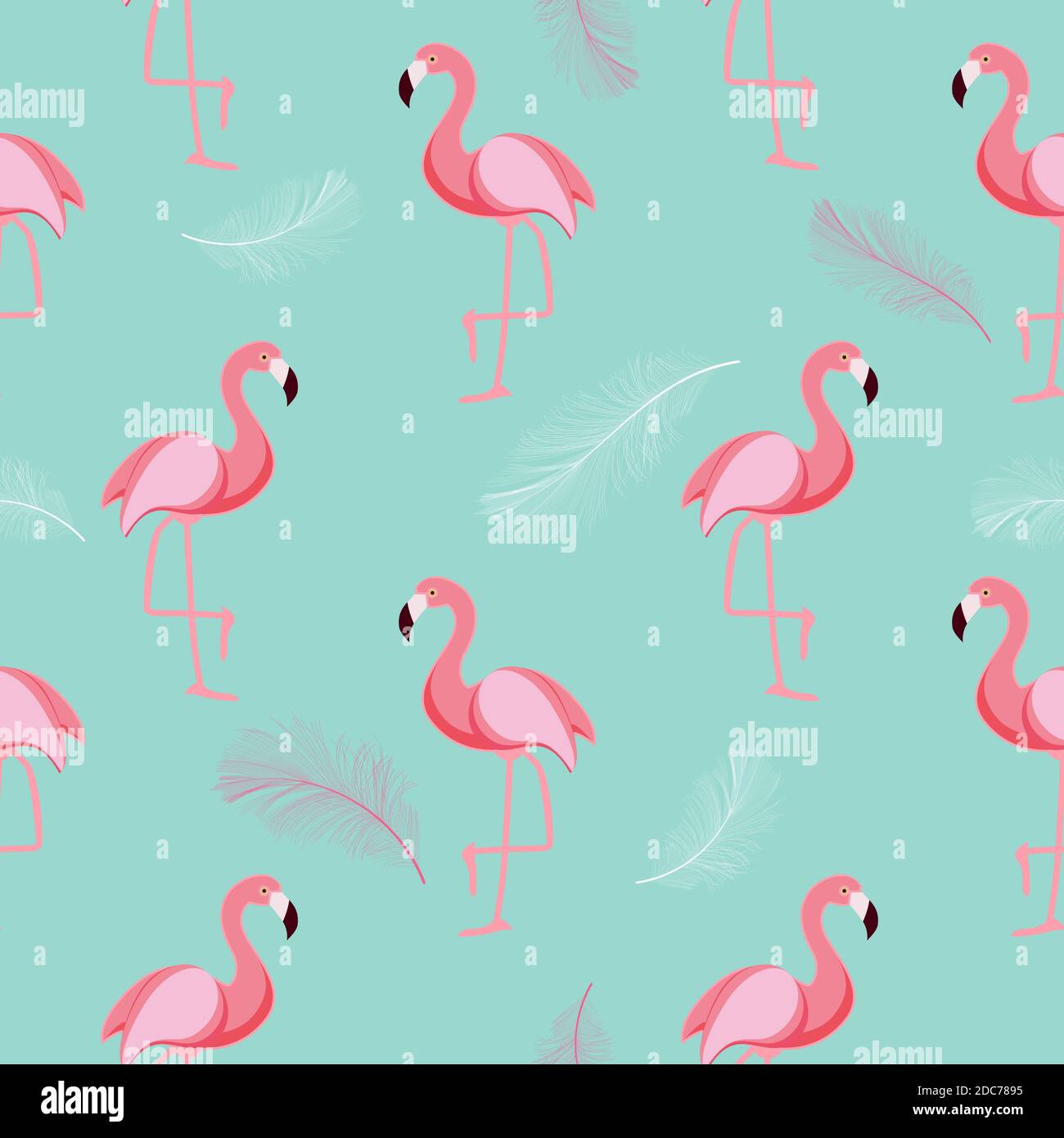 Cute Retro Seamless Flamingo Pattern Background Illustration Stock ...