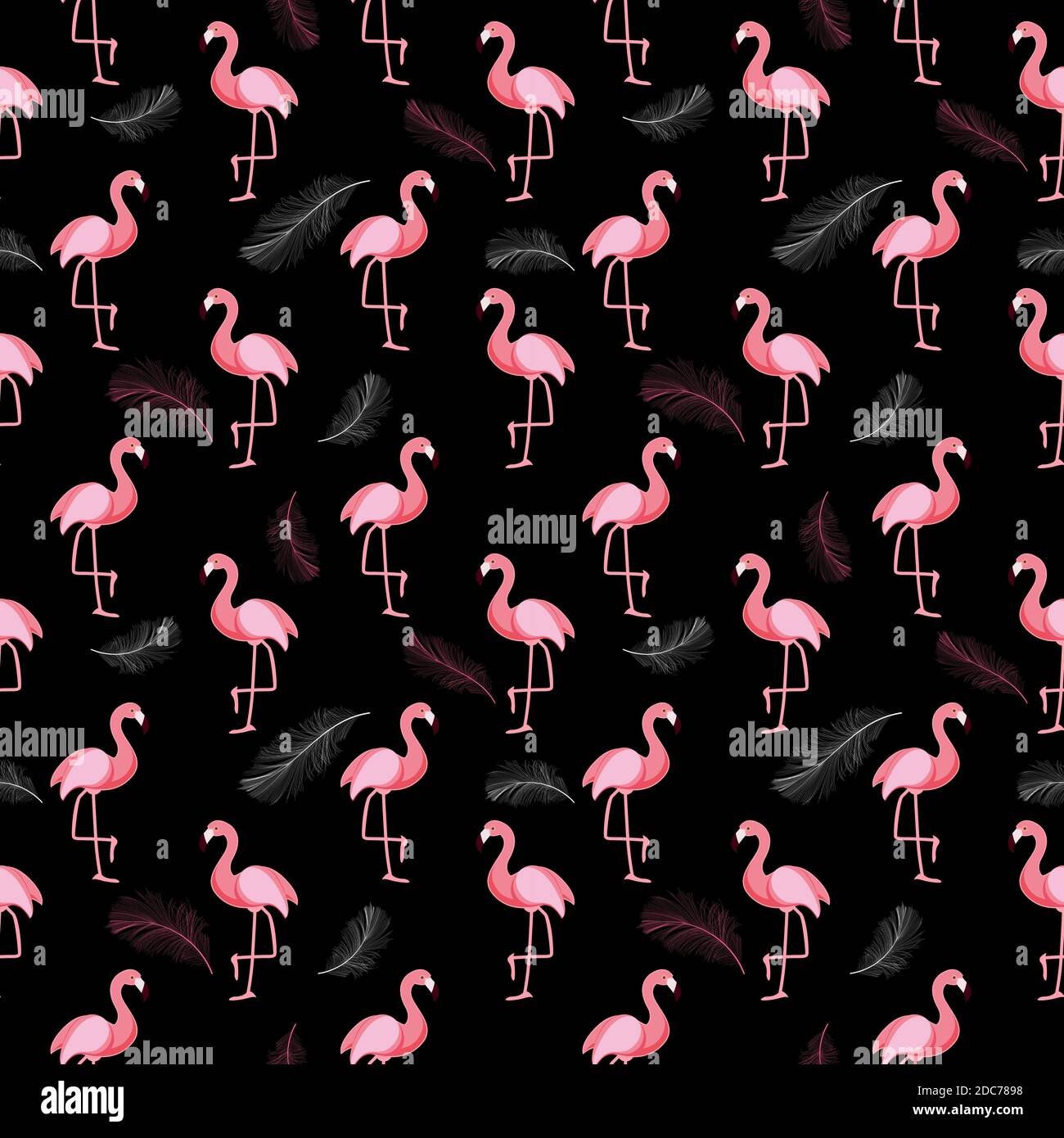 Cute Retro Seamless Flamingo Pattern Background Illustration Stock ...