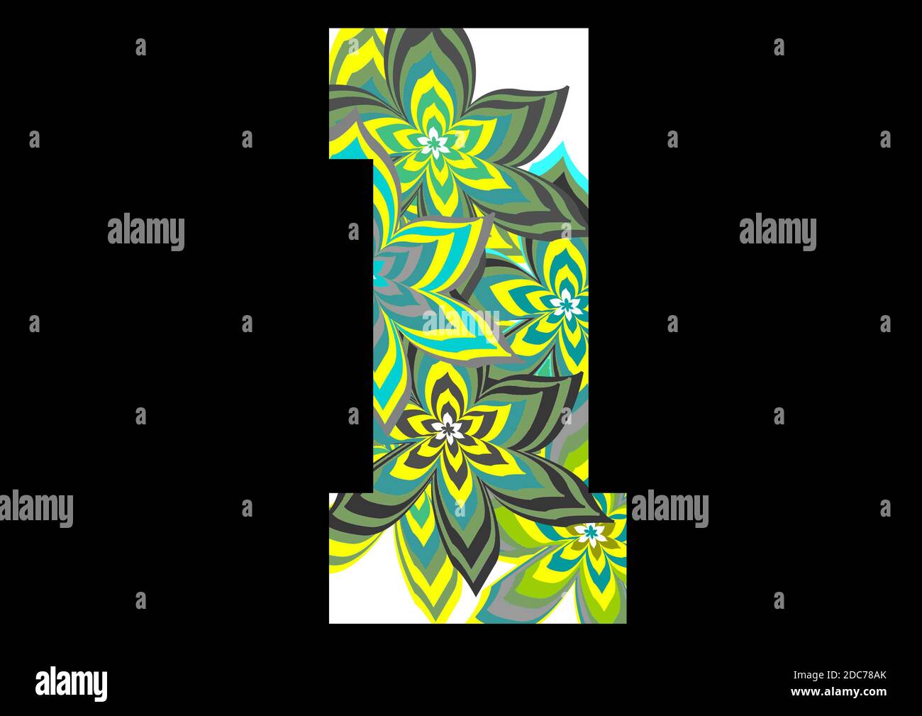 Alphabet l made of fun colorful flower pattern for decoration Stock Photo