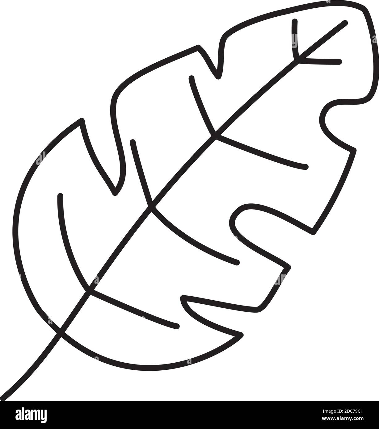 icon of tropical leaf over white background, line style, vector ...