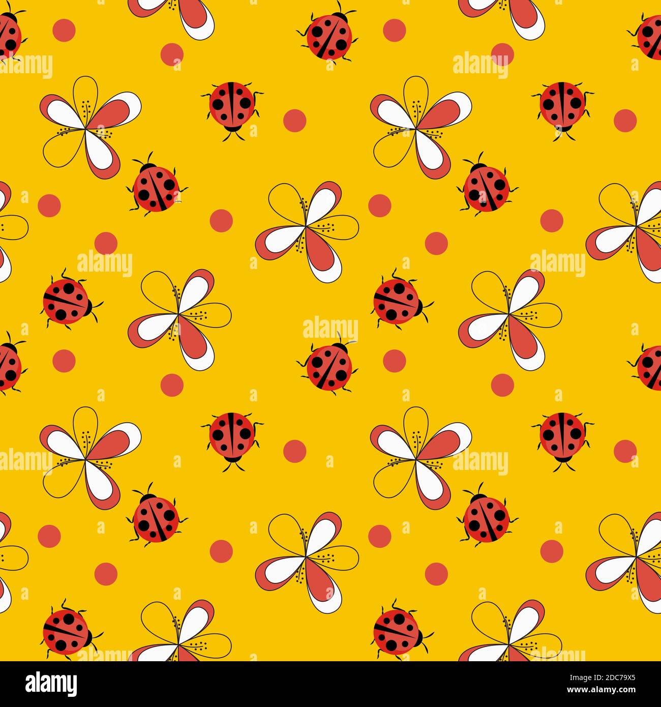 Cute Ladybug Seamless Pattern Background Illustration Stock Photo - Alamy