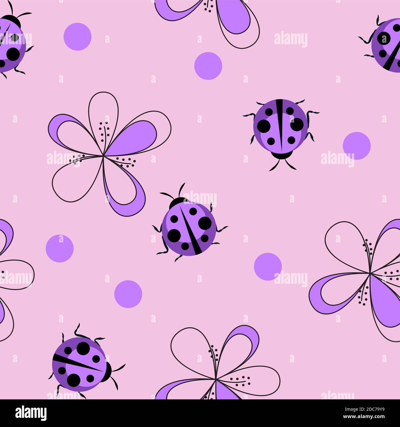 Cute Ladybug Seamless Pattern Background Illustration Stock Photo - Alamy