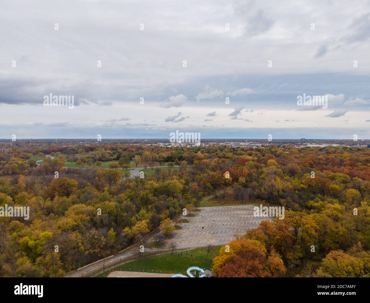 Aerial Views of Chicago Skyline from Bronzeville, Near South Side Stock
