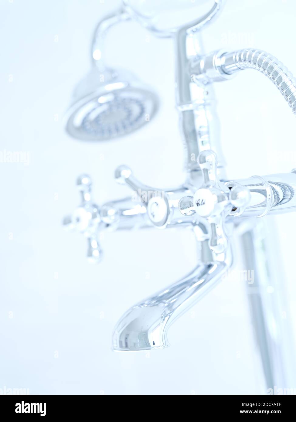 Bathroom Hot & Cold Taps Chrome Silver Stock Photo - Alamy