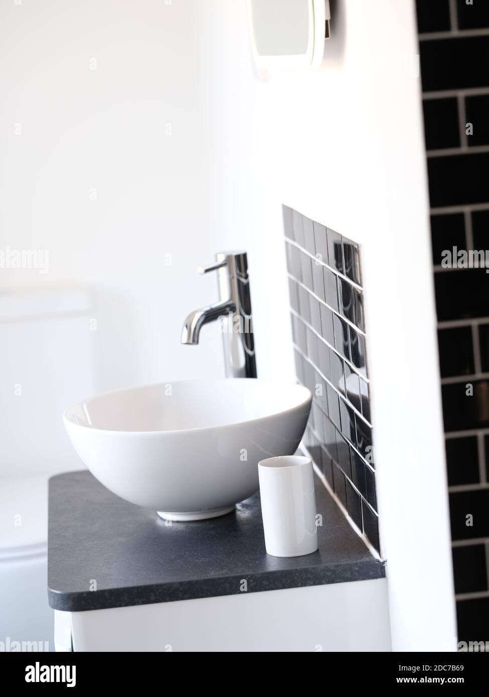 Bathroom Hot & Cold Taps Chrome Silver Stock Photo - Alamy
