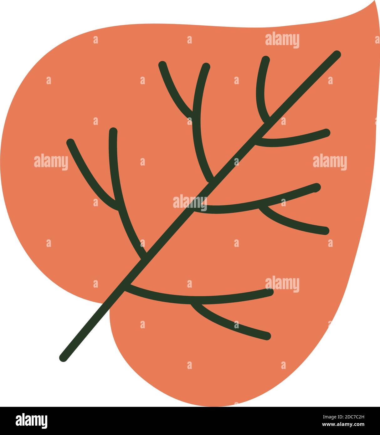 leaf in heart shape over white background, half line half color style ...