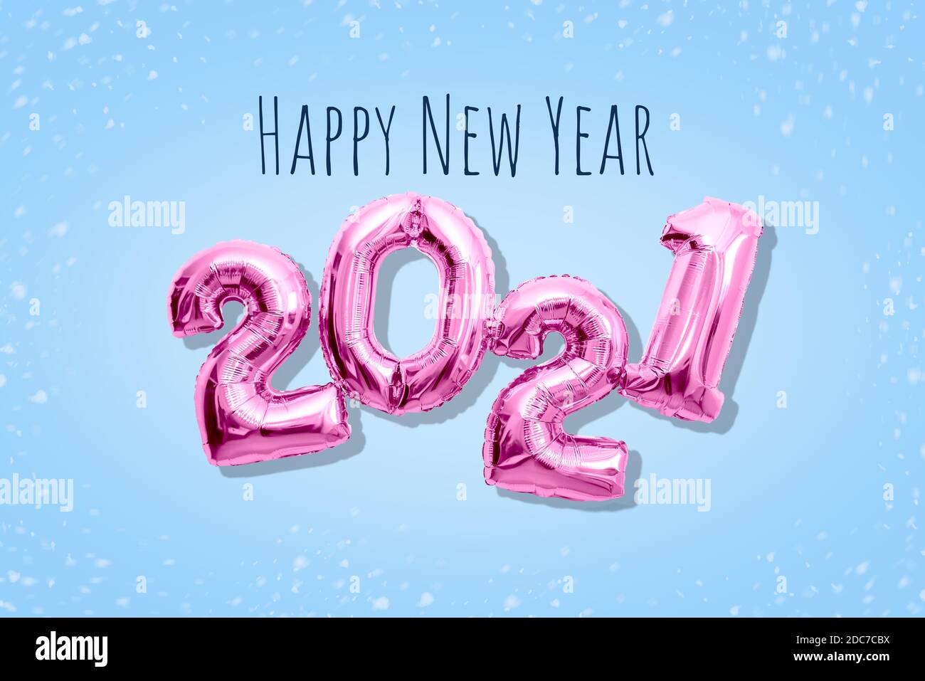 Pink shiny numbers 2021, happy new year concept Stock Photo