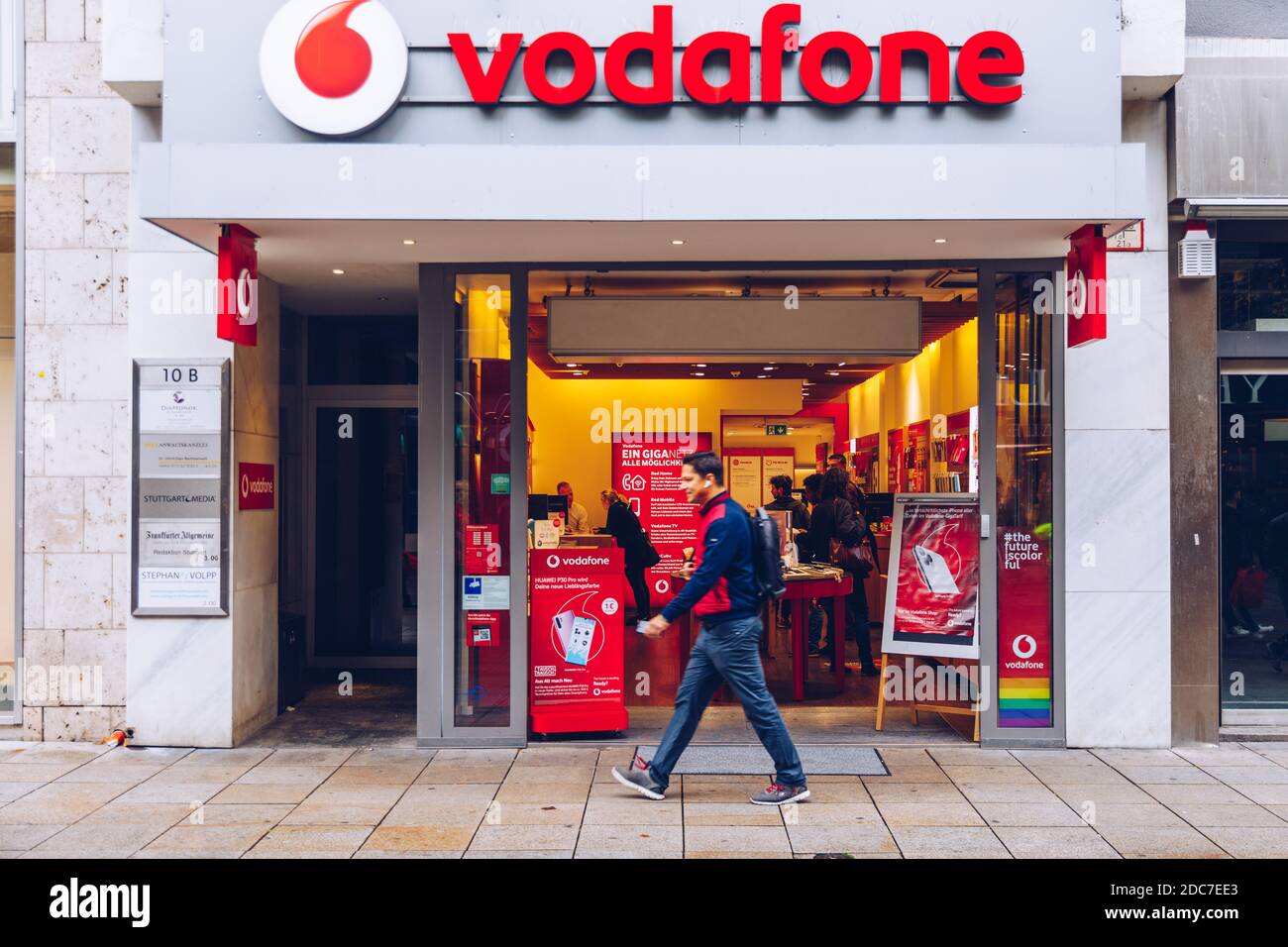 Stuttgart, Germany - October 19, 2019: Vodafone is a British multinational telecommunications company and It is the one of the world's largest mobile Stock Photo