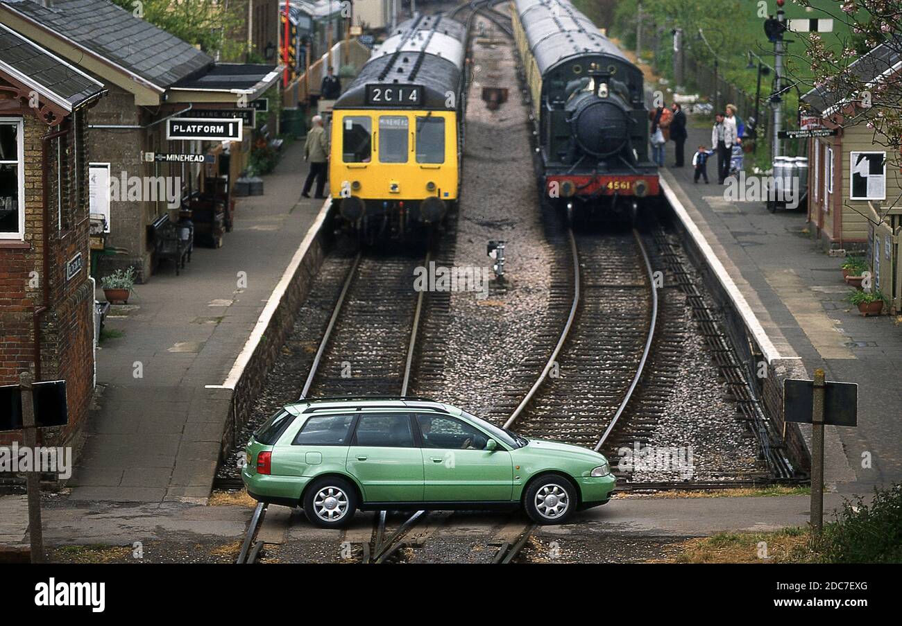 1996 Audi A4 Avant at Minehead station on the west Somerset railway Stock Photo