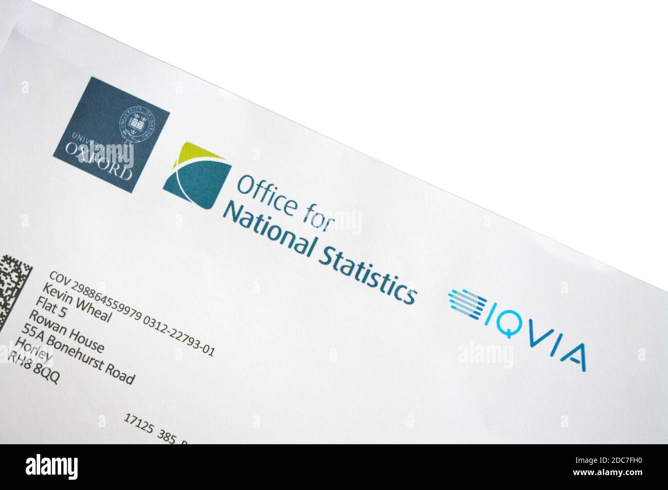 Office For National Statistics Letter and Logo On Letterhead Stock Photo