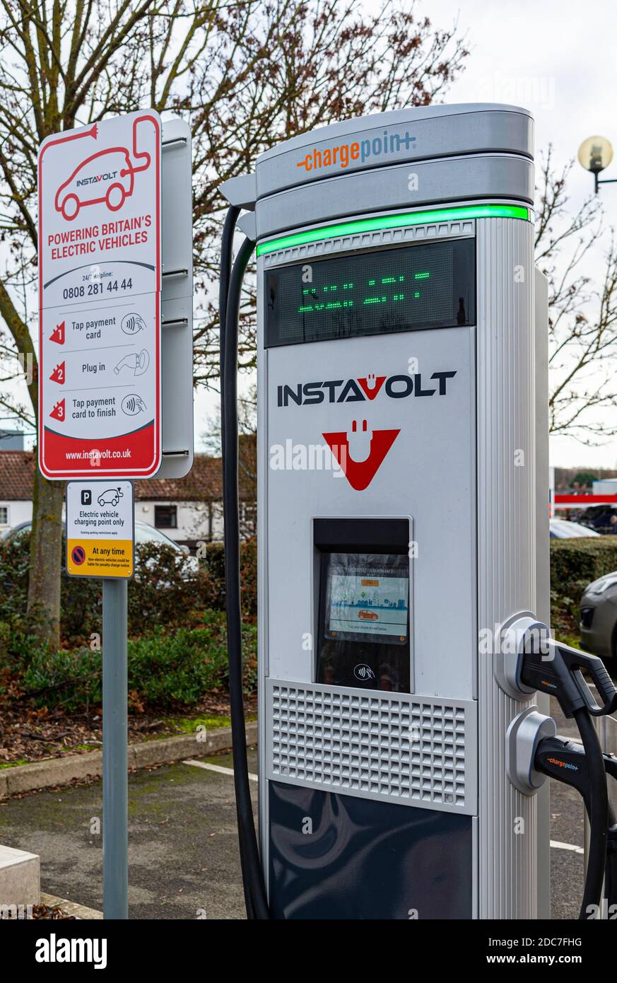 Grantham, Lincolnshire. An Instavolt electric car charging point, in a