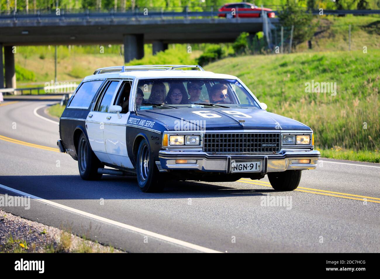 Chevrolet Caprice Estate wagon police vehicle, year 1982, on Salon Maisema Cruising 2019. Salo, Finland. May 18, 2019. Stock Photo