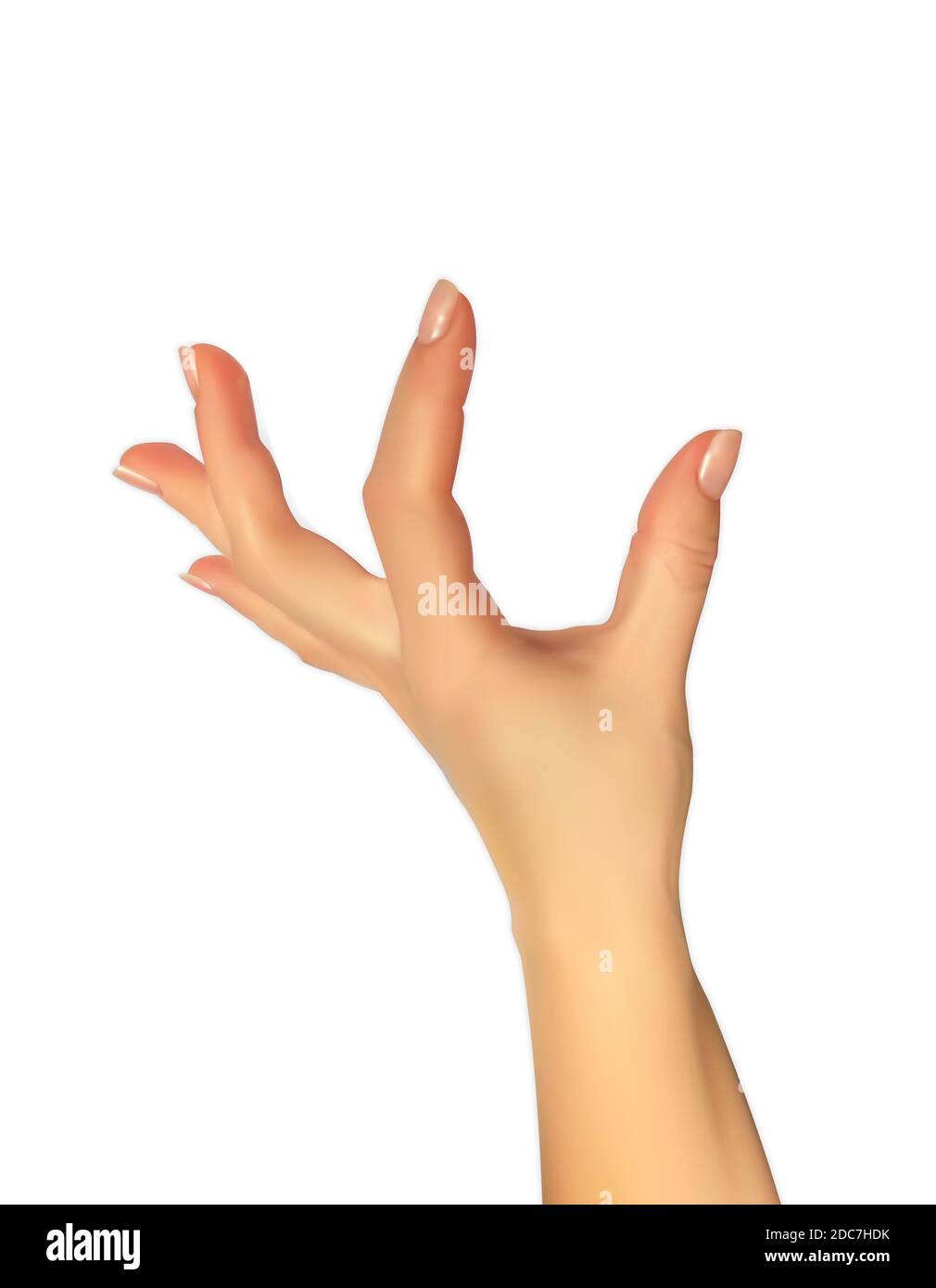 Realistic 3D Silhouette of hand showing the size your fingers, the ability to insert something. Illustration. Stock Photo