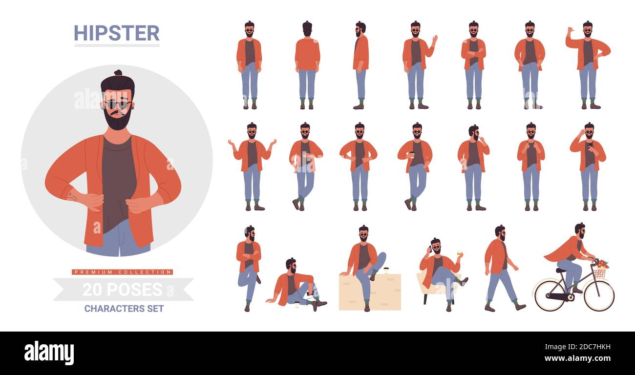 Free Vector | Male character poses illustration collection