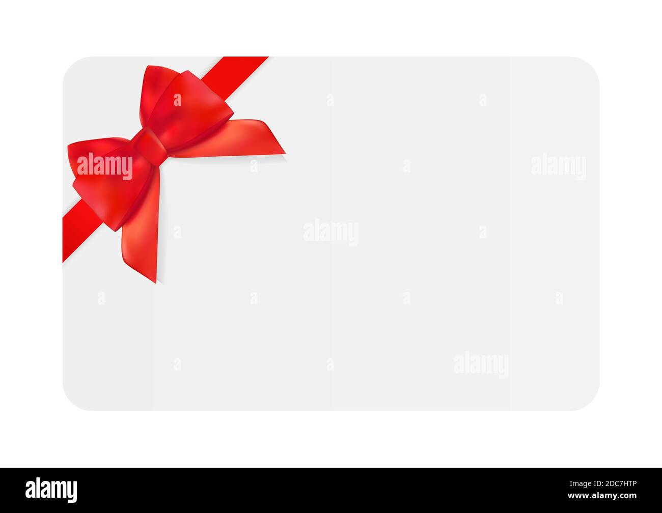 Blank Gift Card Template with Red Bow and Ribbon. Illustration for Your