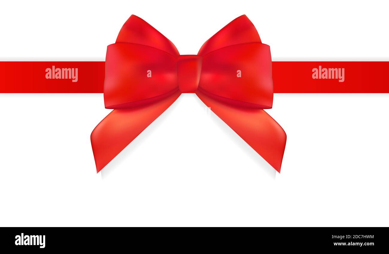 Decorative red bow with red ribbon isolated on white. 3D Realistic ...