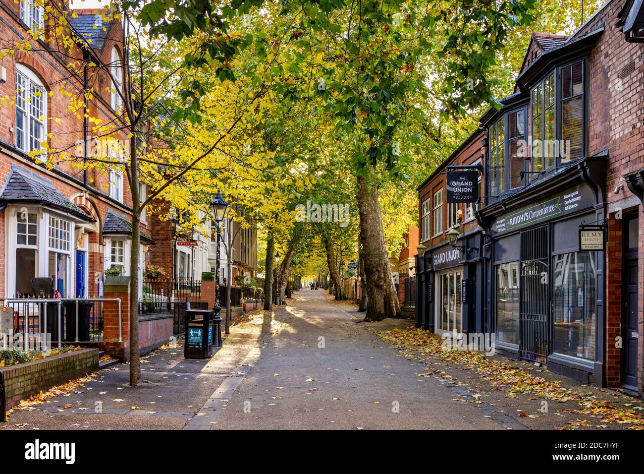 Autumn colours in New Walk, a tree-lined pedestrian footway dating back to 1785, in Leicester, England. Stock Photo