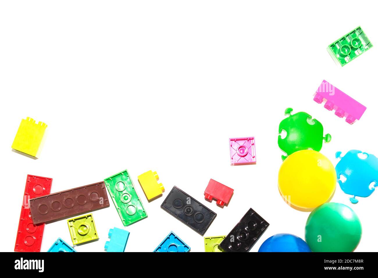 Children's Designer of the bricks. The photo on white background Stock Photo