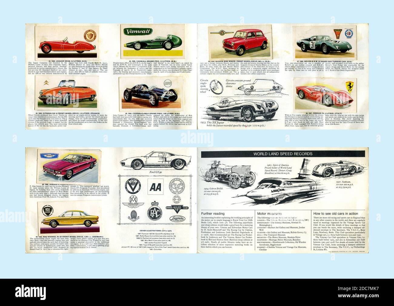 'History of the Motor Car' collector's cards in album (Full set of 50