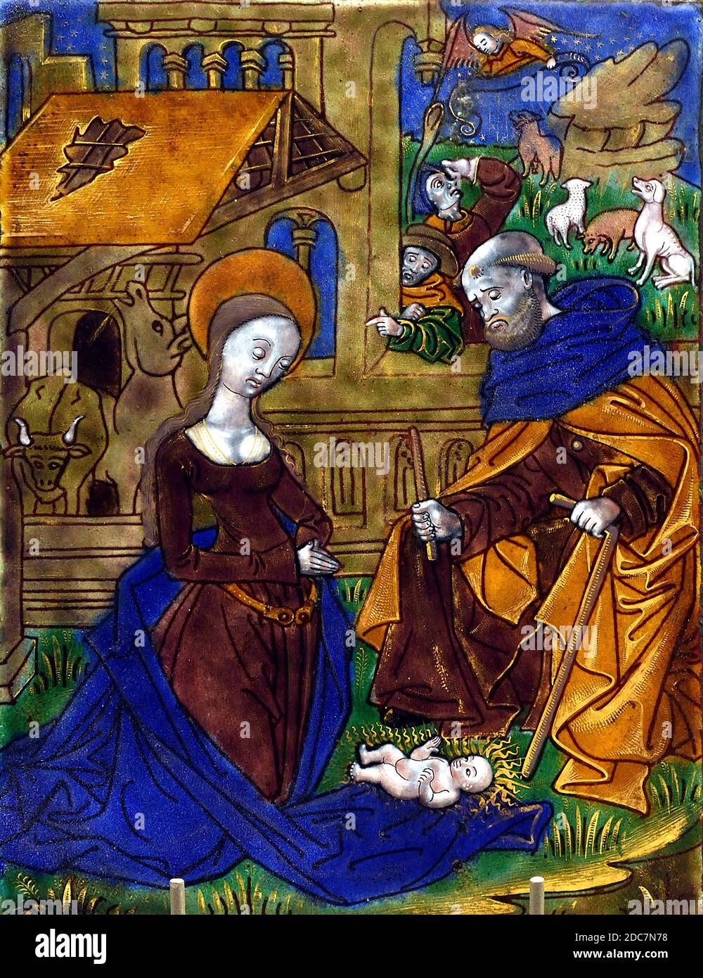 The Adoration of the Magi 1500 - 1525 Atelier du Maitre du Triptyque D'Orleans - Workshop of the Master of the D'Orleans Triptych,  France, French, Polychrome enamels on copper Stock Photo