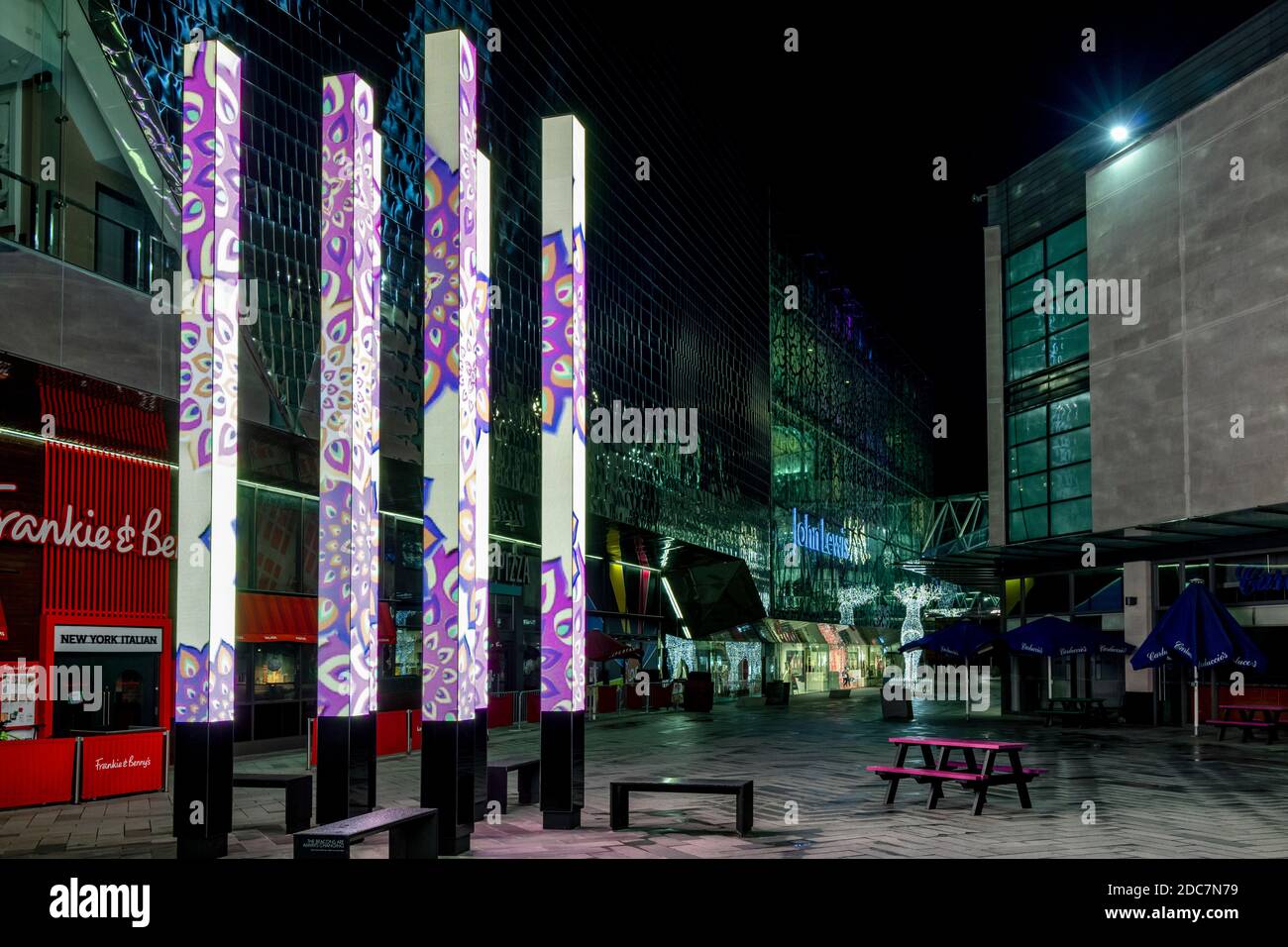 Beacons Digital Sculpture at Christmas in St. Peter's Square at Highcross shopping centre in Leicester Stock Photo