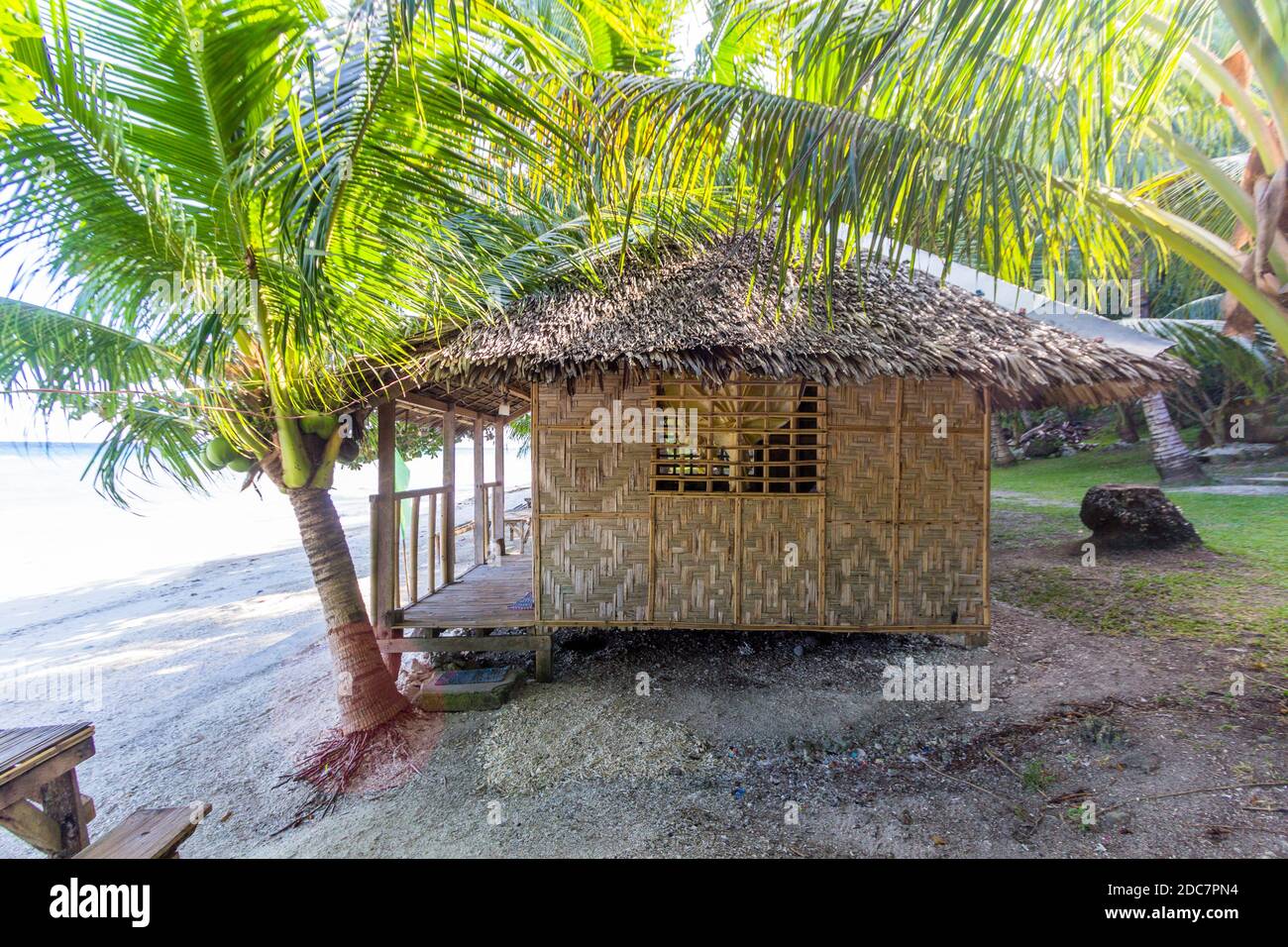 Philippine traditional house called the bahay kubo in Limasawa Island in Southern Leyte, Philippines Stock Photo