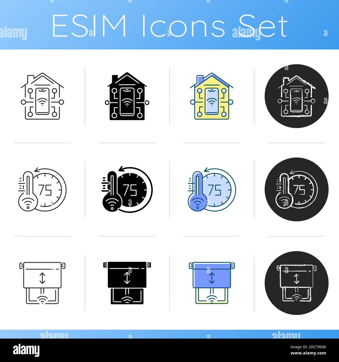 Remote access to different devices icons set Stock Vector