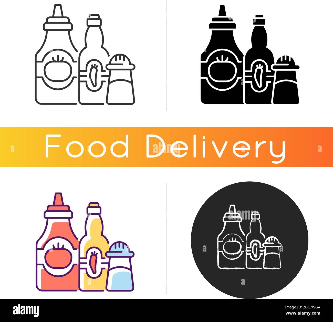 Condiments and sauces icon Stock Vector
