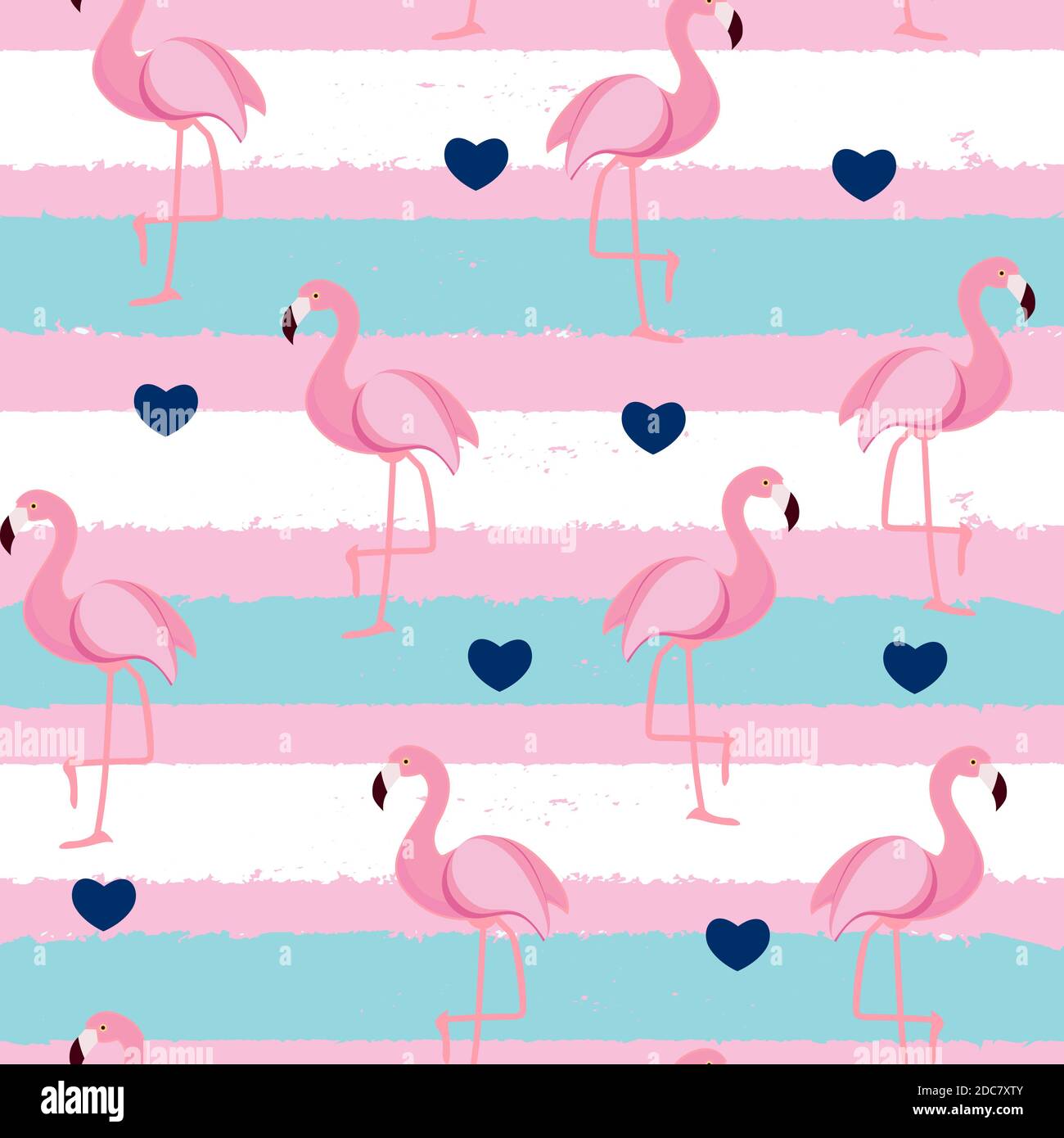 Cute Retro Seamless Flamingo Pattern Background Illustration Stock ...