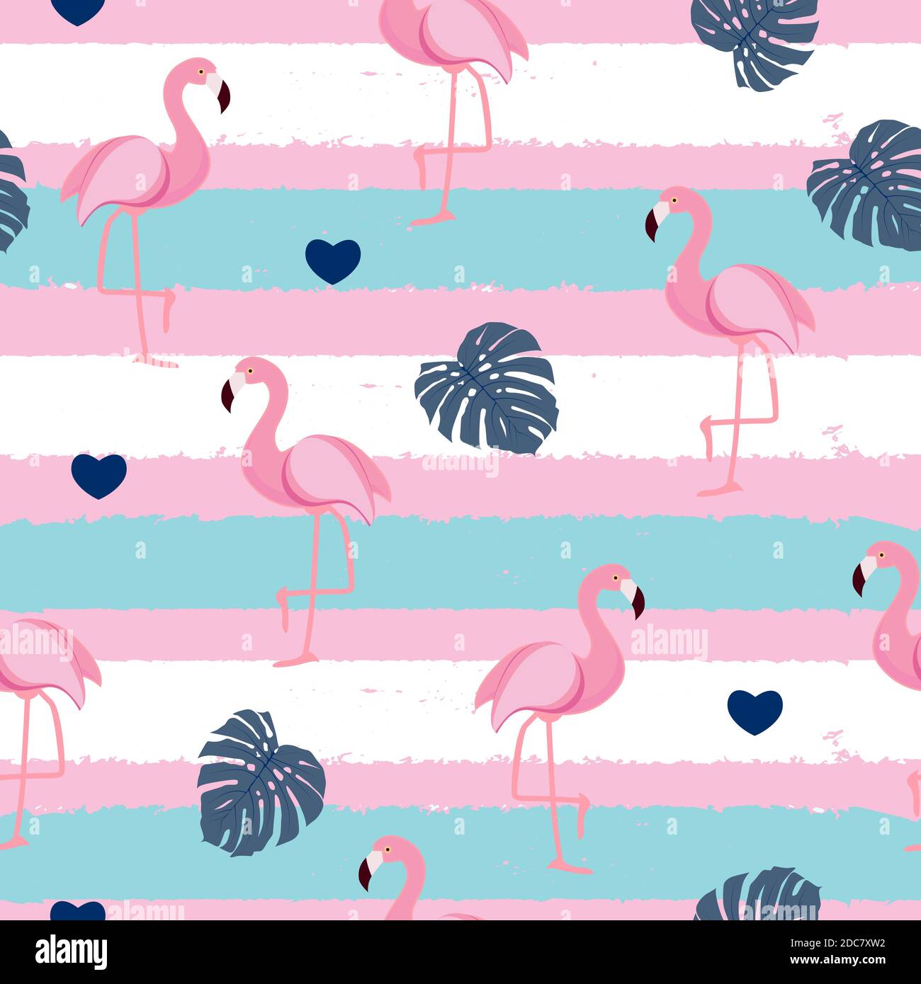 Cute Retro Seamless Flamingo Pattern Background Illustration Stock ...