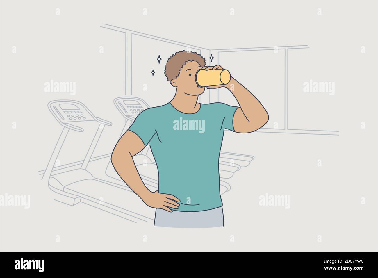 Man drinking protein in gym Stock Vector Images Alamy