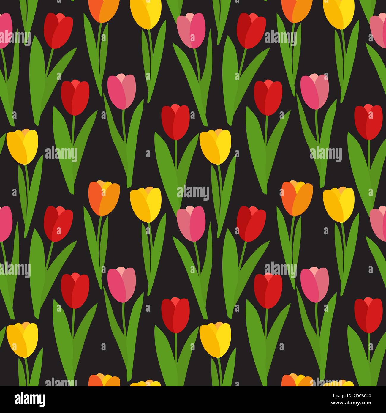 Spring Tulip Flowers Seamless Pattern Background Illustration Stock ...