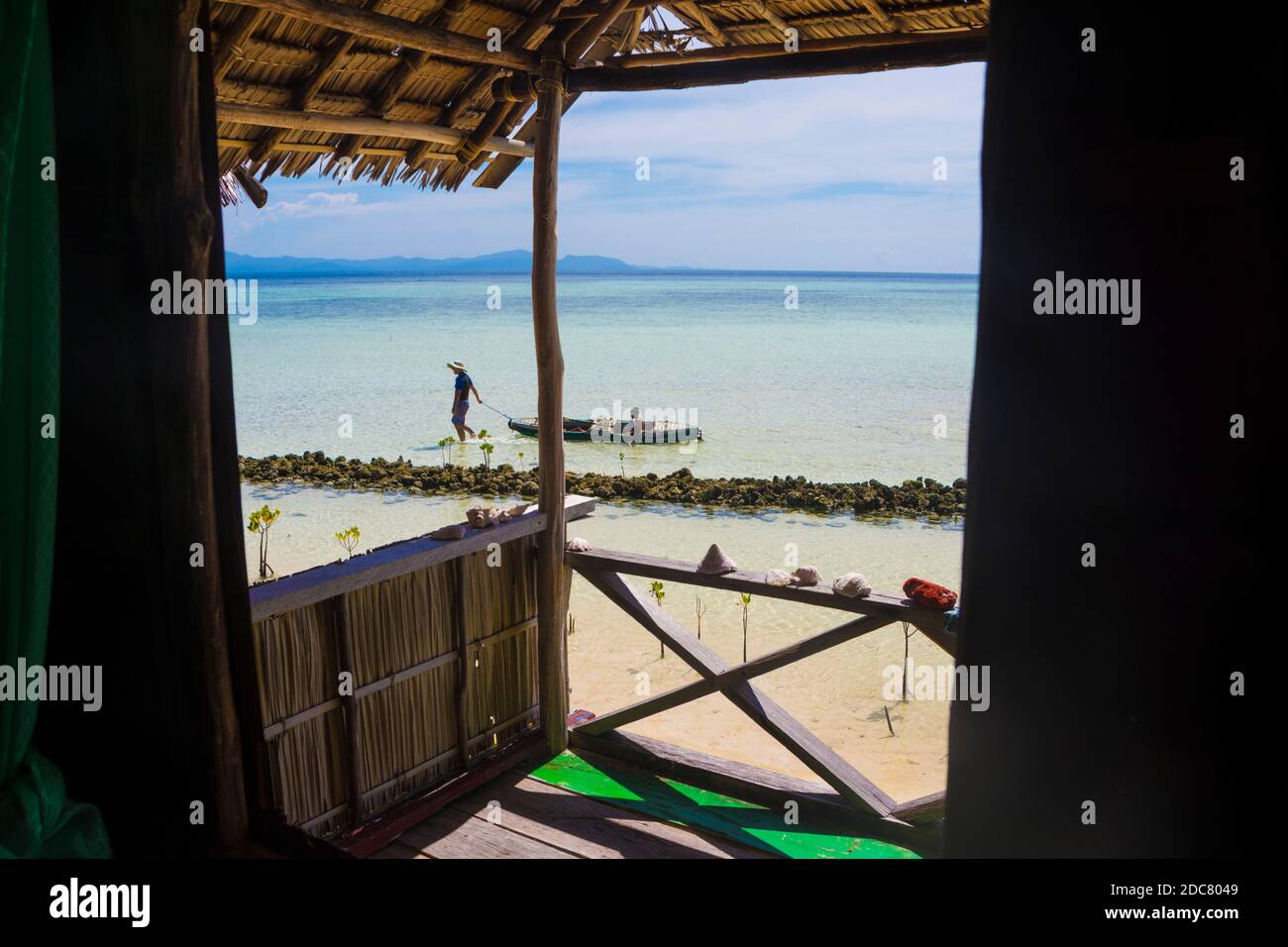 View from a wooden stilt house, Arborek, Raja Ampat, West Papua, Indonesia Stock Photo