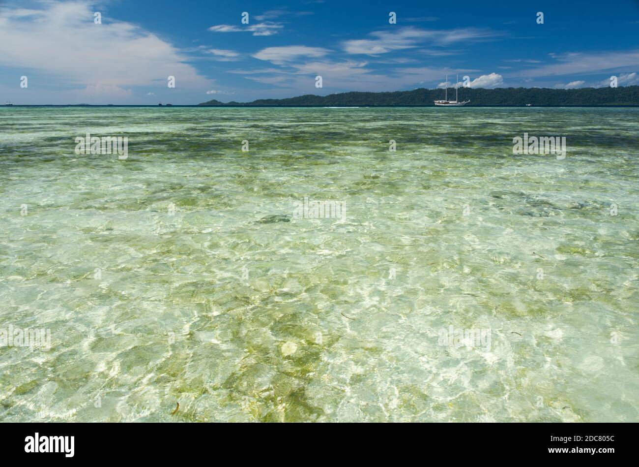Shallow waters around the island Arborek, Raja Ampat, West Papua, Indonesia Stock Photo
