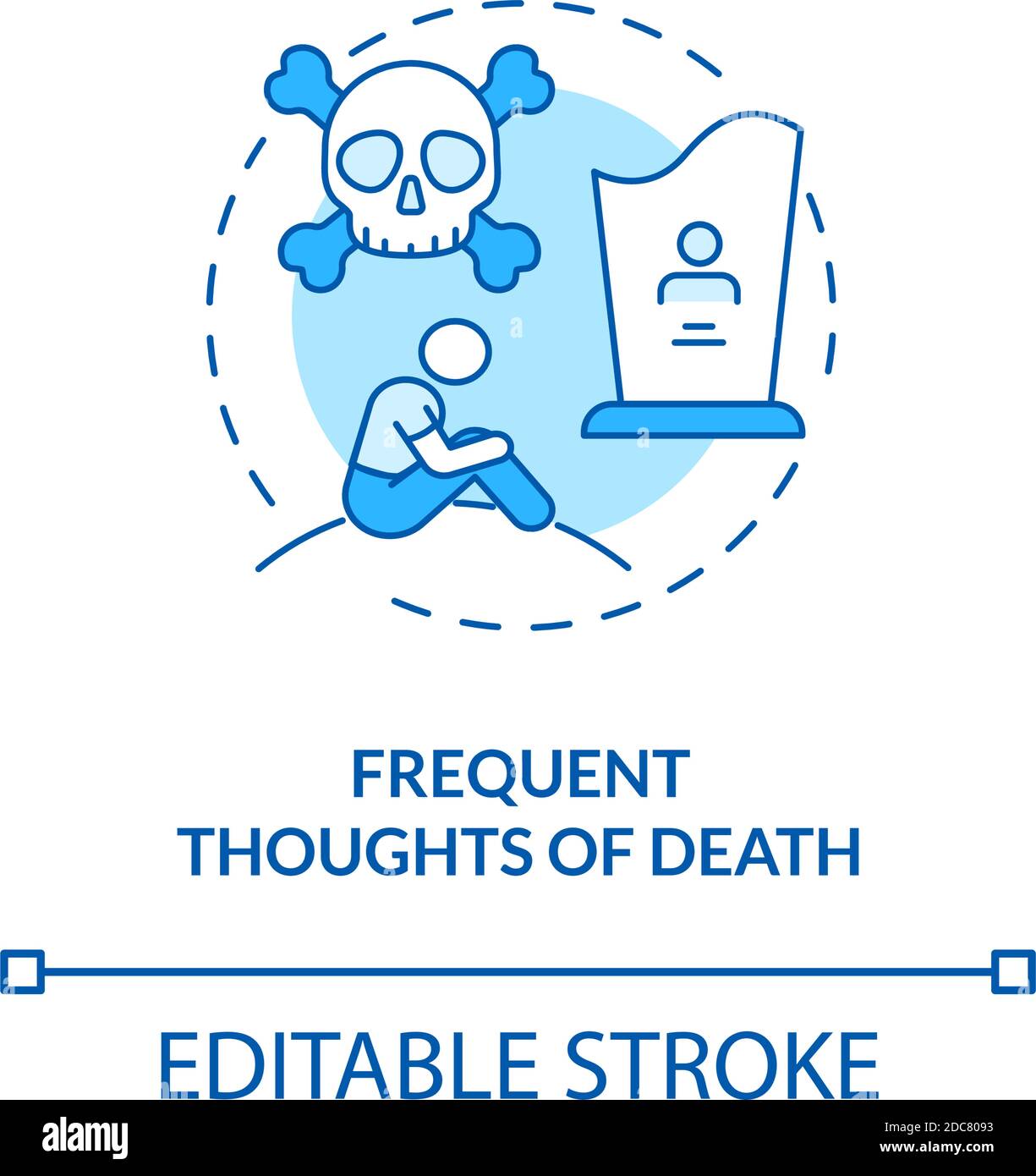 Frequent death thoughts concept icon Stock Vector