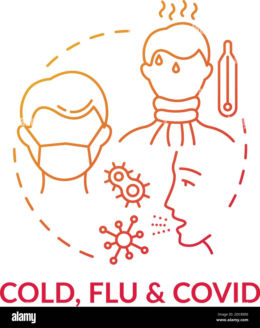 Cold, flu and covid concept icon Stock Vector