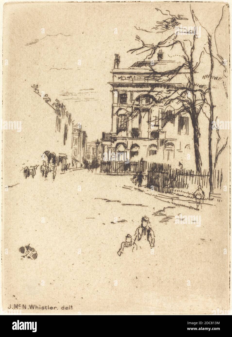 James McNeill Whistler, (artist), American, 1834 - 1903, Fitzroy Square, etching Stock Photo