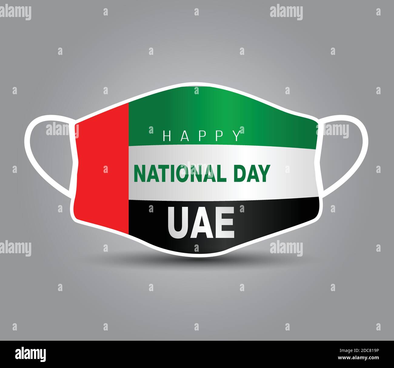 Happy National Day of UAE. uae flag with medical mask, use for printing