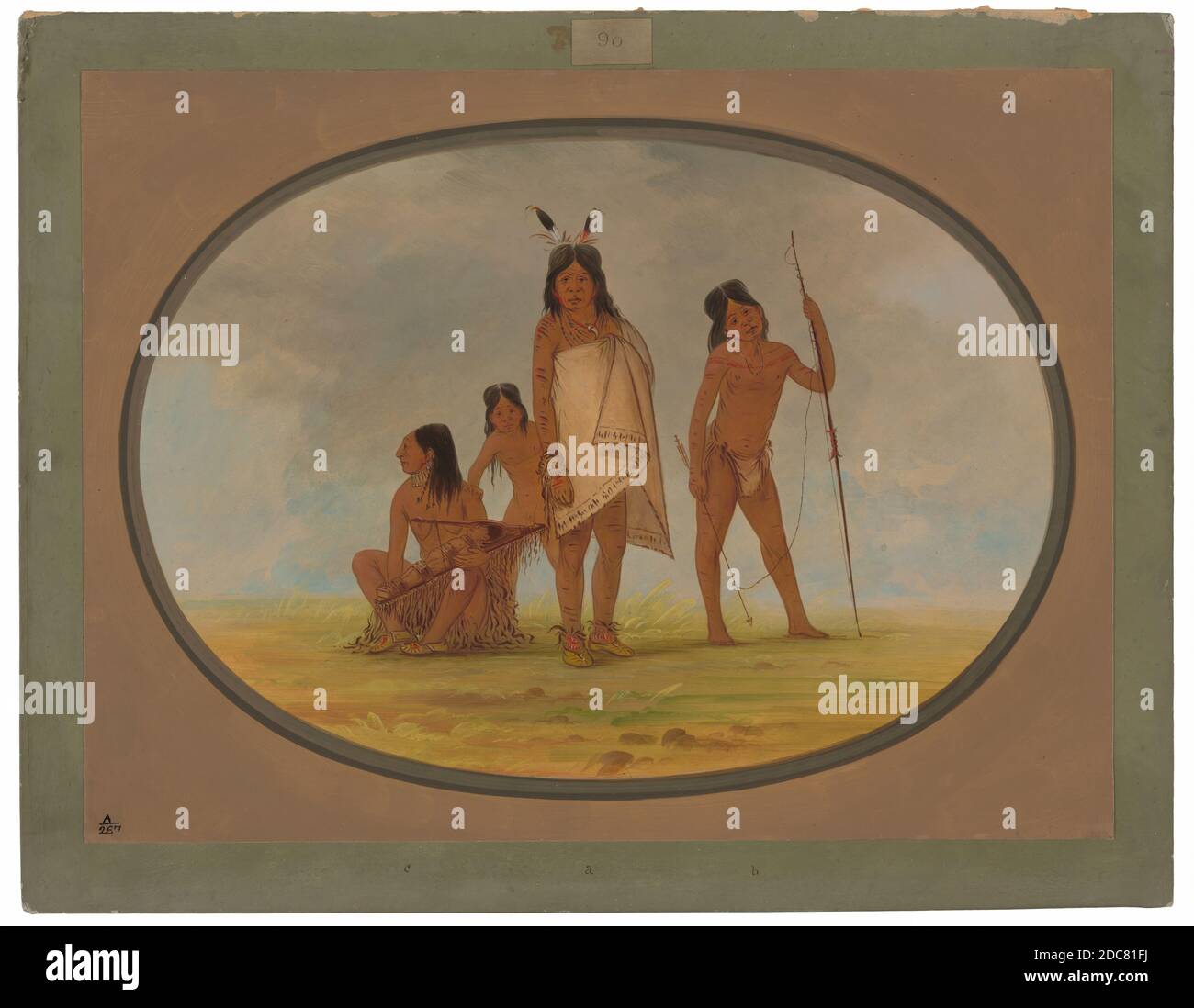 George Catlin, (artist), American, 1796 - 1872, Four Flathead Indians, 1855/1869, oil on card mounted on paperboard, overall: 47 x 62.8 cm (18 1/2 x 24 3/4 in Stock Photo