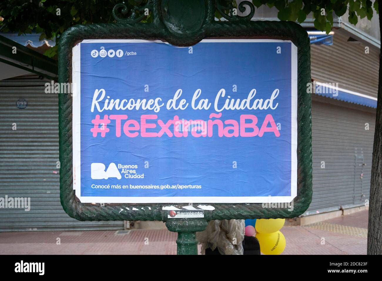 Buenos aires / Argentina; Nov 14, 2020: City government poster related to the return to normalcy after the confinement caused by the coronavirus pande Stock Photo