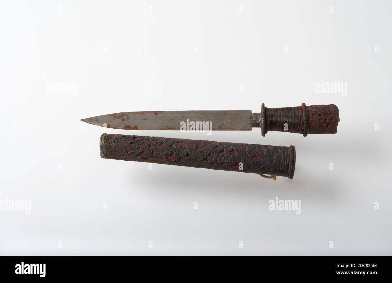 A Bhutanese Kukri knife and sheath, used by farmers and countrymen for daily tasks, defence and hunting. Stock Photo